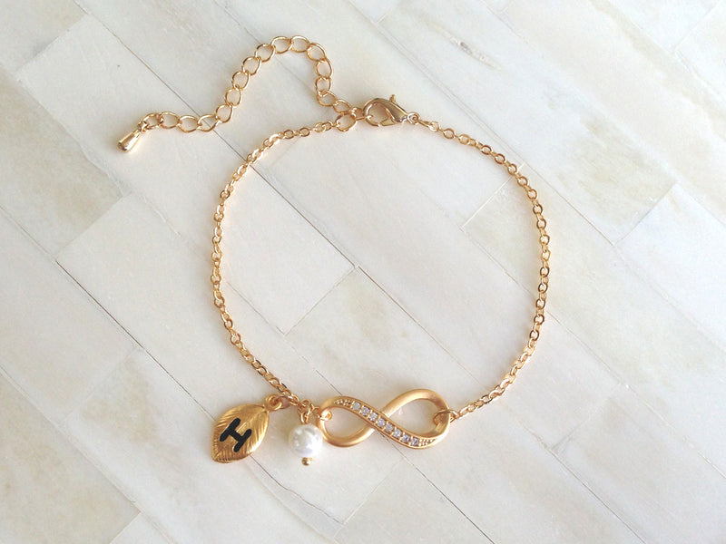 Gold Infinity Initial Bracelet