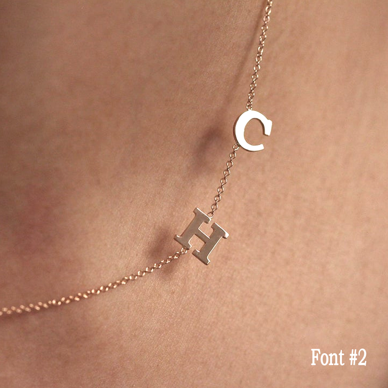 Sideways double initial necklace on sale