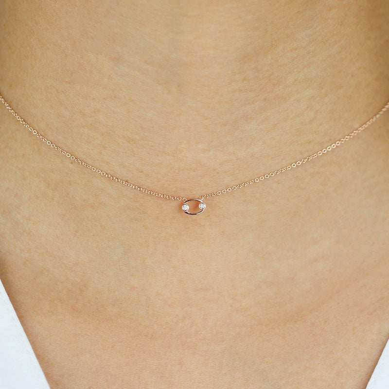 Cancer Zodiac Sign Diamond Necklace