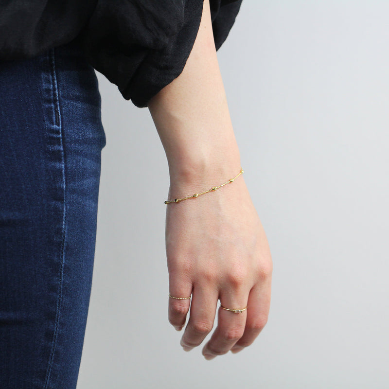 14k Gold Beads Chain Bracelet