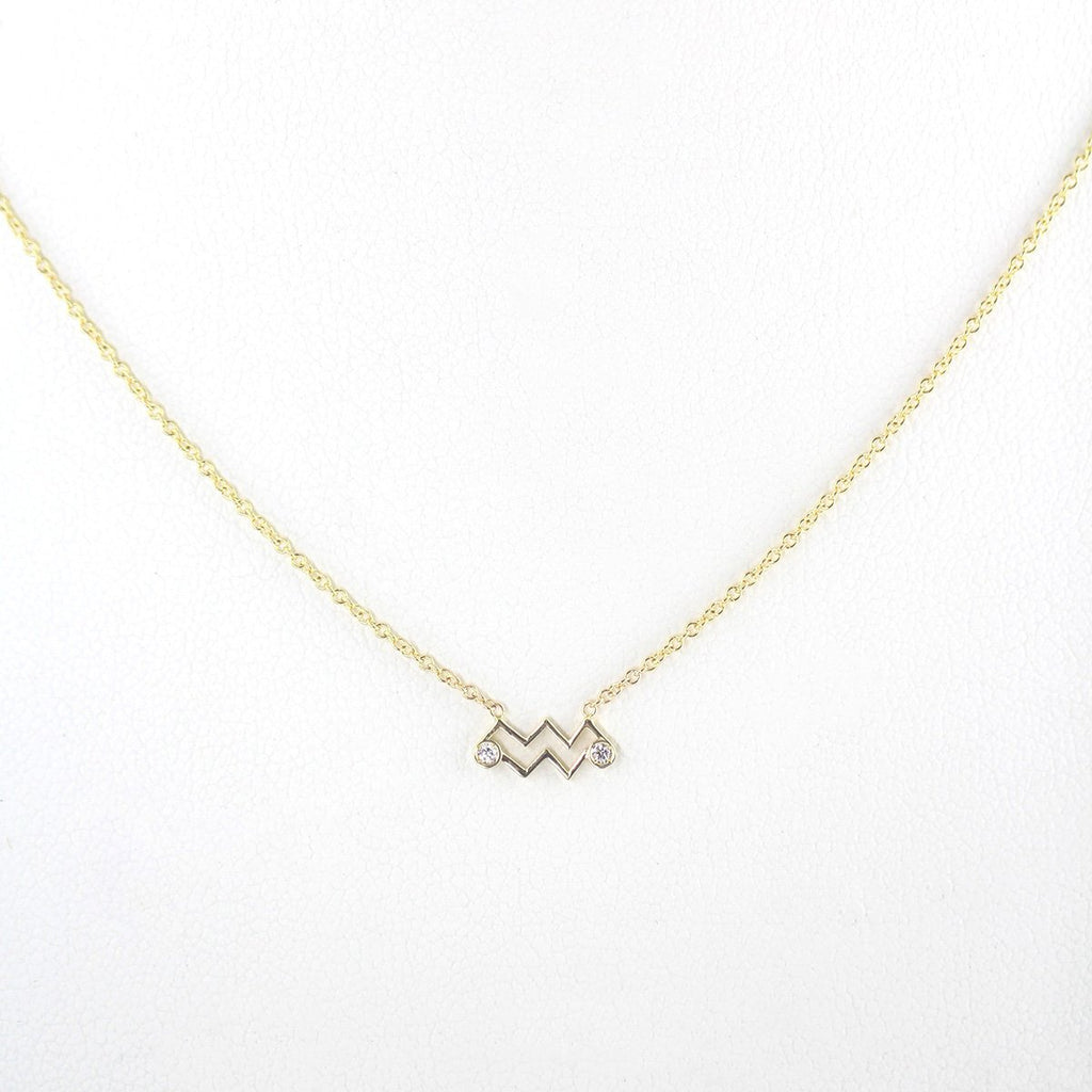 Aquarius Zodiac Sign Diamond Necklace