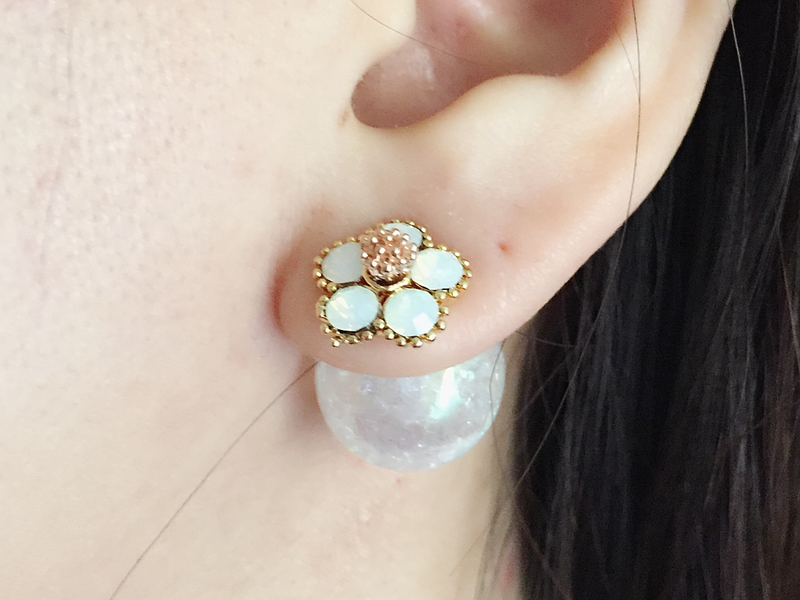 Flower & Cracked Crystal Double Studs